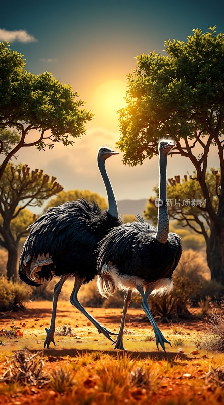 非洲草原上的鸵鸟