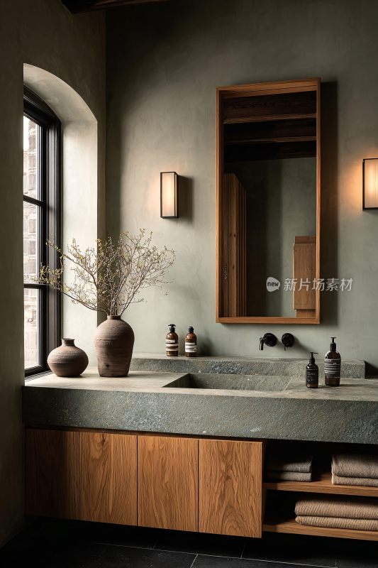 简约风浴室洗手台场景