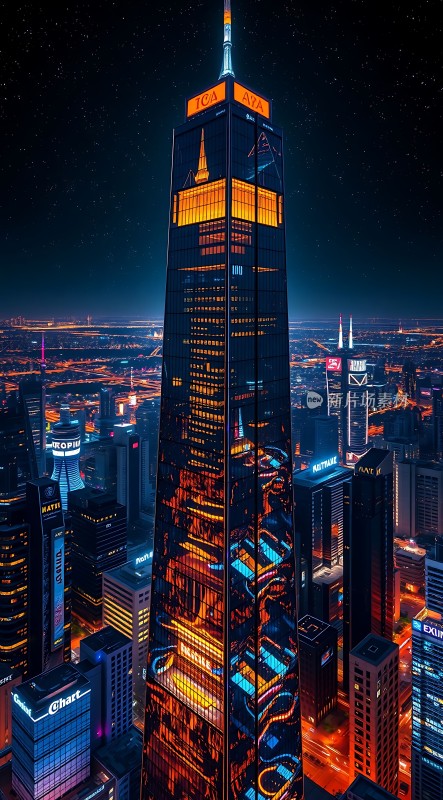 璀璨都市夜景高楼林立灯火辉煌