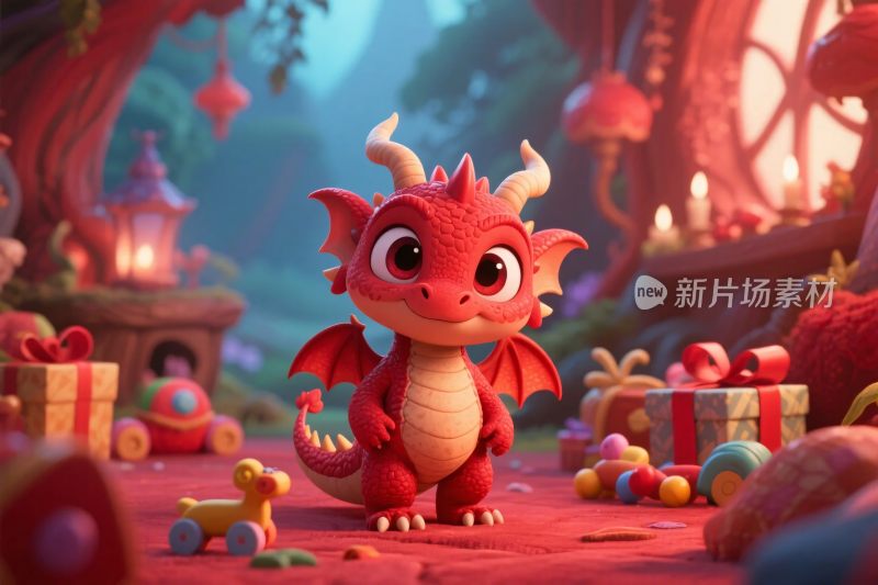 可爱红色卡通小龙