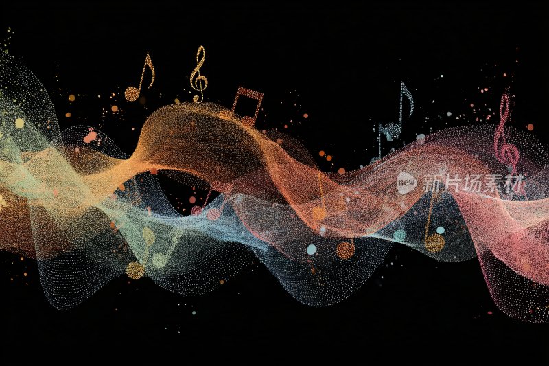 梦幻音乐波浪插画