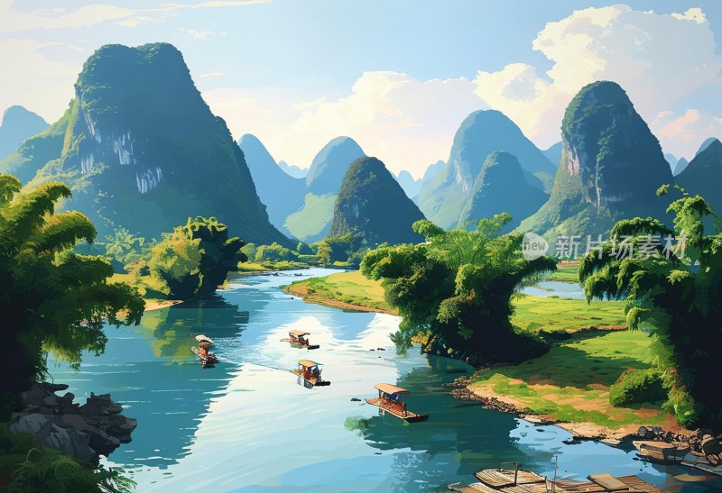 遇龙河漂流美景