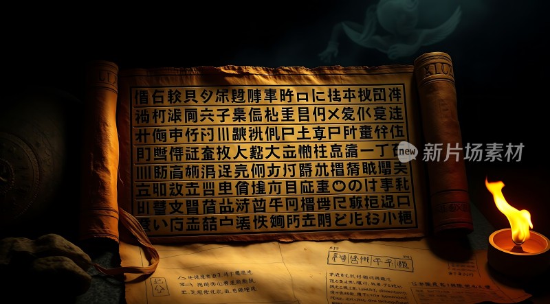 古卷秘文烛光下的神秘文献