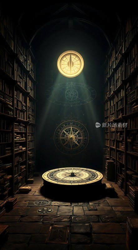 神秘图书馆里的古老罗盘