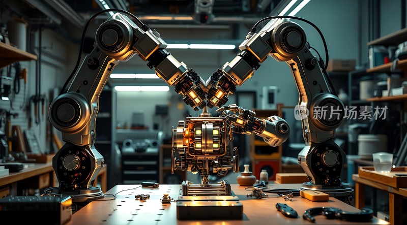 机械臂协作组装高科技设备