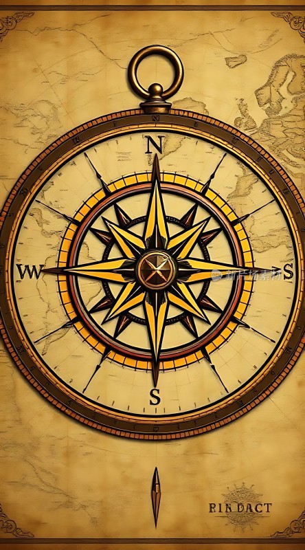 指南针下的古老地图
