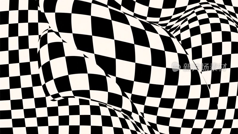 黑白格子扭曲抽象图案