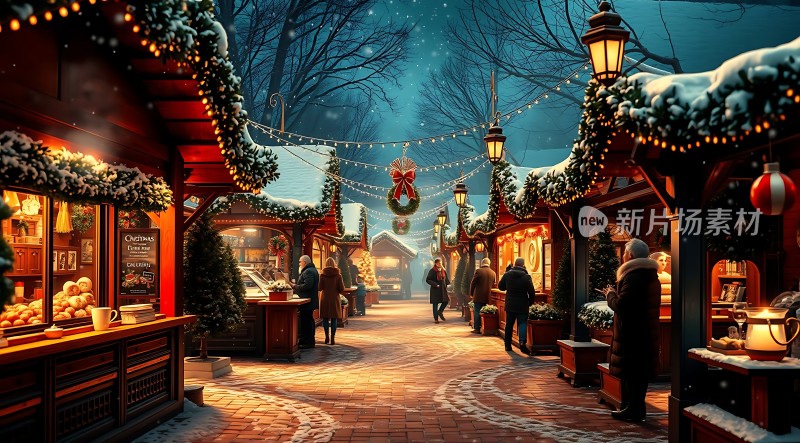 圣诞集市温馨夜市