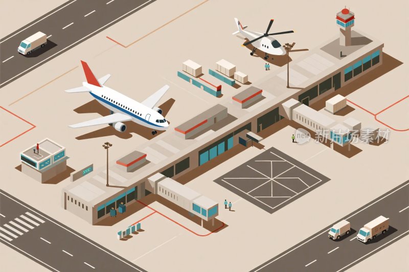 机场场景插画