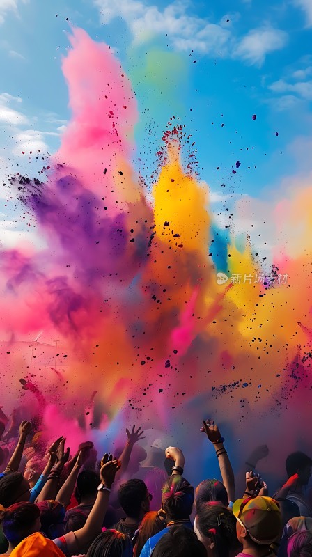 彩色粉末派对欢乐与色彩交织的瞬间