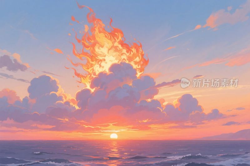 海上绚烂日落景象