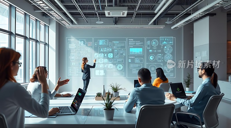 智能会议室里的头脑风暴会议