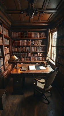 古董书房木制书架与桌子复古氛围浓厚 古董书房木制书架与桌子复古氛围浓厚