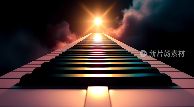 钢琴键通向光芒之路