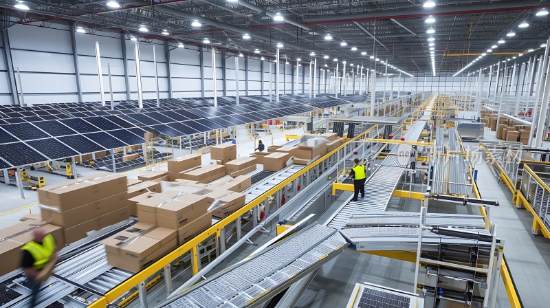 物流中心太阳能与自动化输送带系统高效运作
