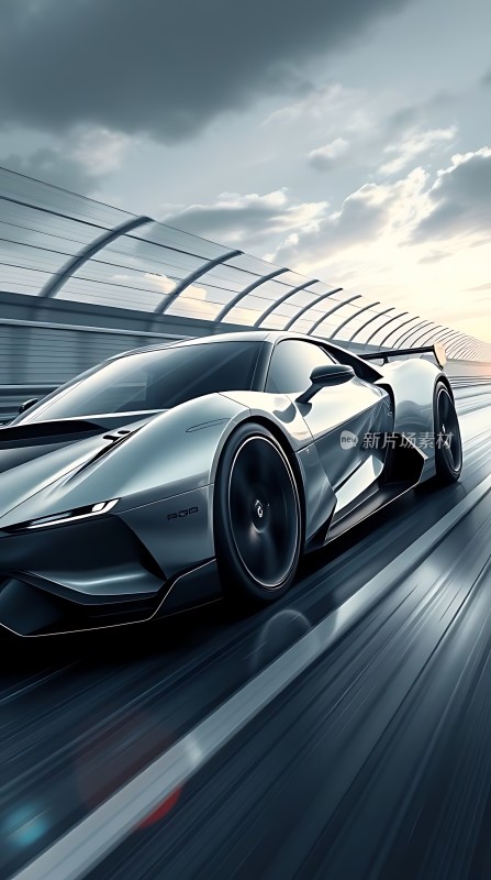 银色赛车疾驰赛道速度与激情的完美展现！