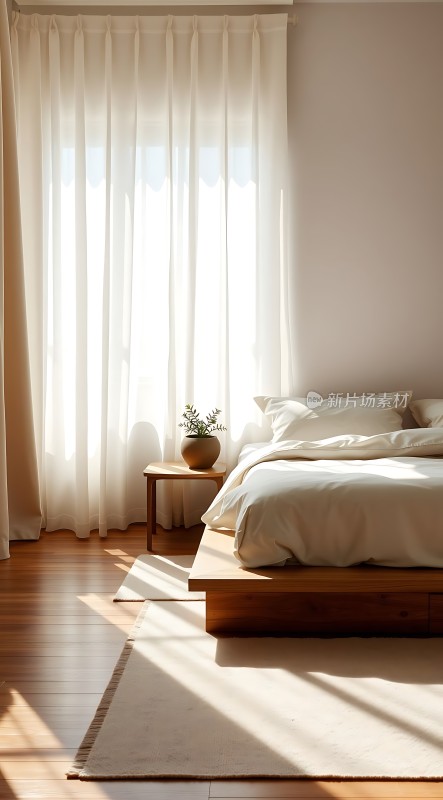 阳光洒满温馨卧室简约舒适生活空间