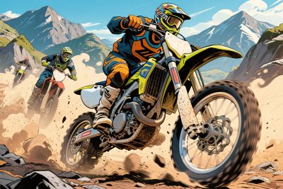 越野摩托车手山间飞驰 越野摩托车手山间飞驰