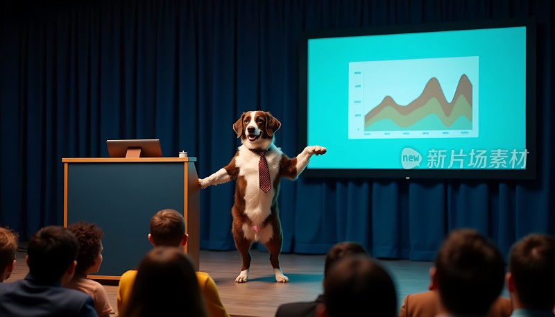 狗狗西装革履做报告