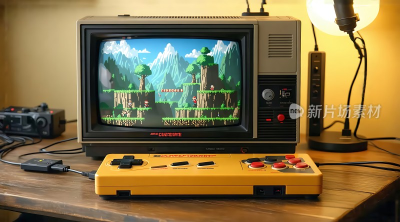复古游戏机与经典电视机的完美结合唤起你对童年游戏的美好回忆！
