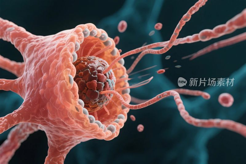 细胞与微生物互动微观图