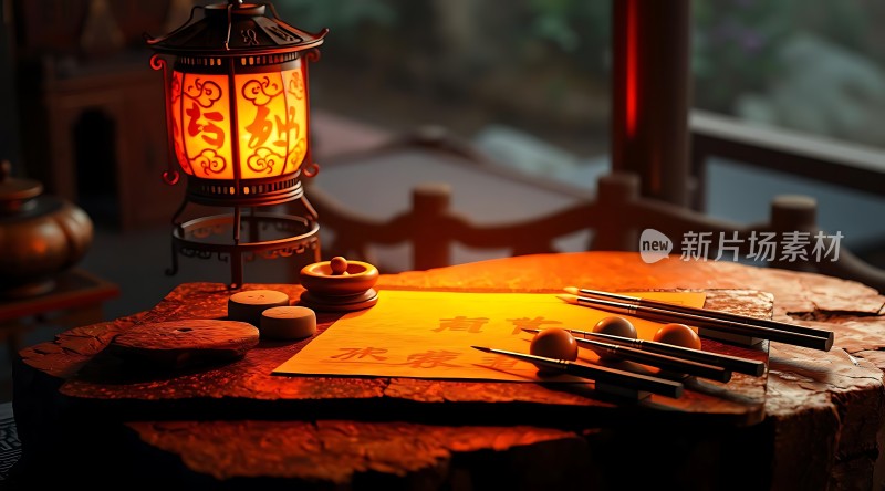 古风书法创作场景