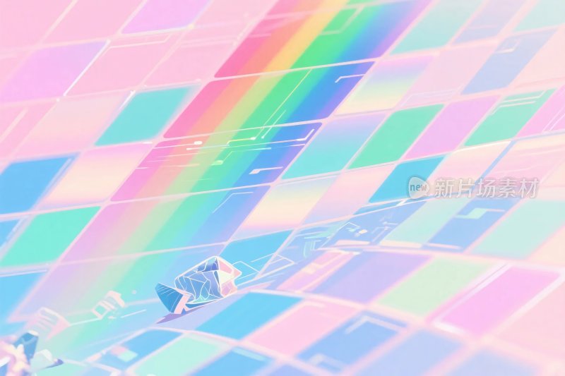 彩色几何方块插画