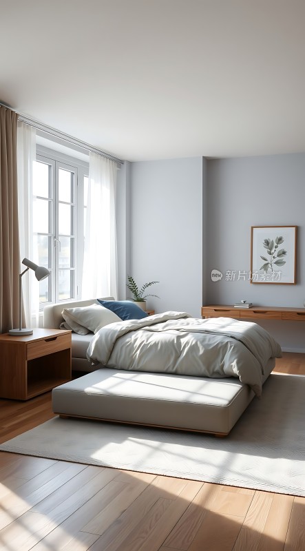 阳光洒满现代卧室简约风格温馨舒适