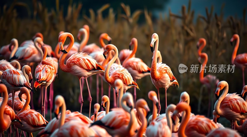 火烈鸟群集色彩斑斓展现自然之美