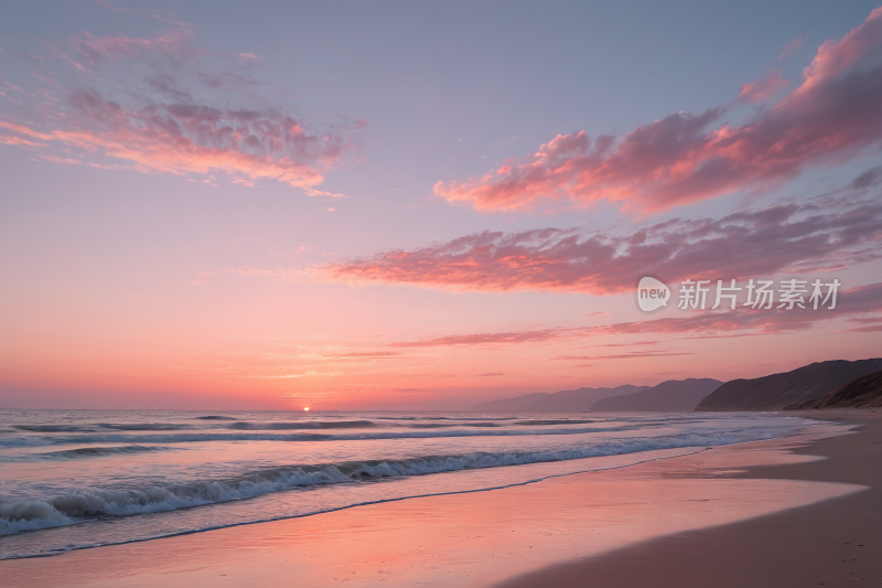 海滩夕阳高清风景图片