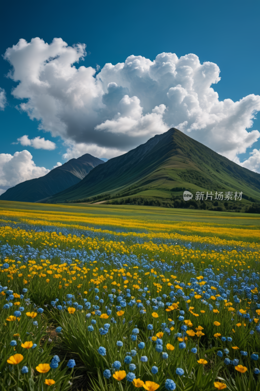 一片花田高山清风景图片