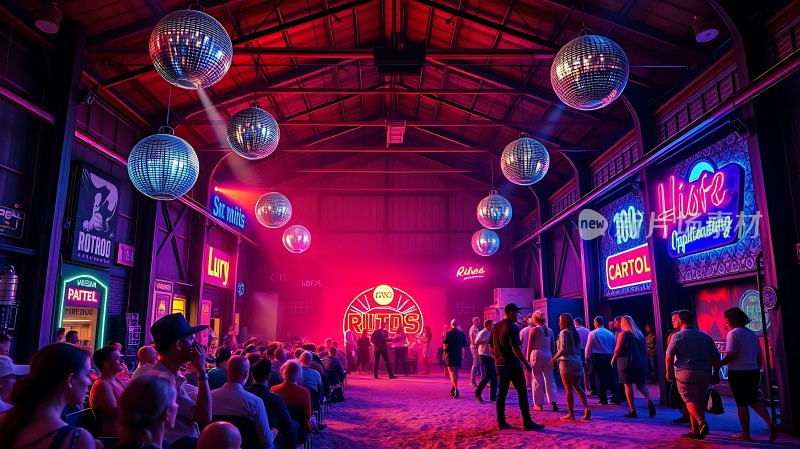 霓虹灯光下的活力派对现场