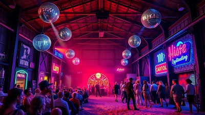 霓虹灯光下的活力派对现场 霓虹灯光下的活力派对现场