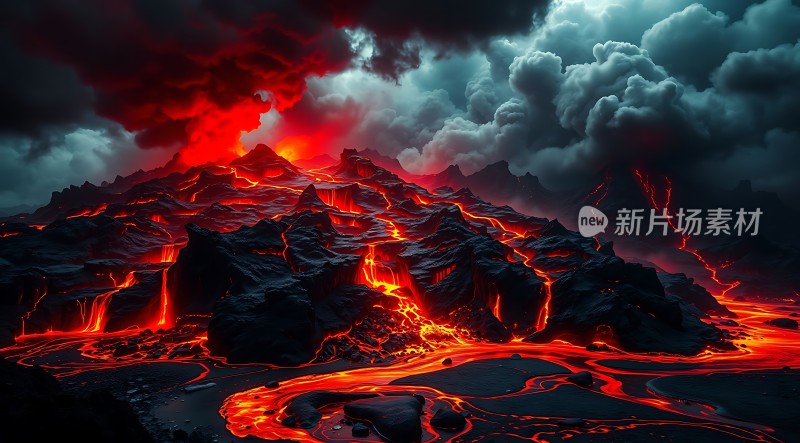 熔岩涌动火山喷发震撼自然奇观！