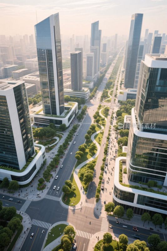 现代城市鸟瞰图