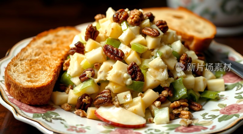 苹果核桃沙拉配烤面包片