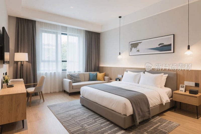 现代简约酒店客房图
