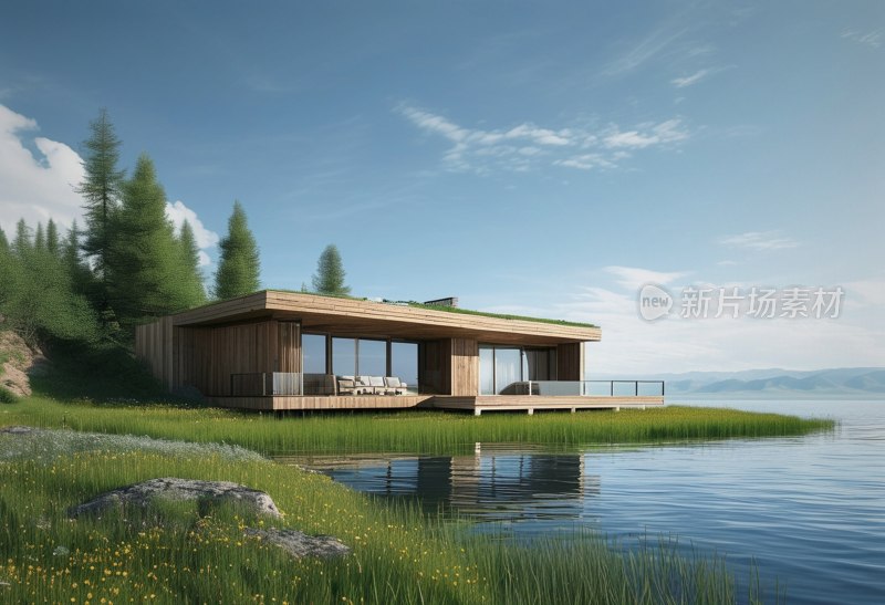 青海湖边房屋景