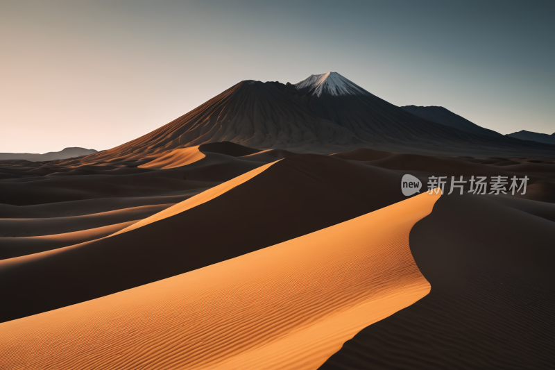 有沙丘山一座高山清背景图片