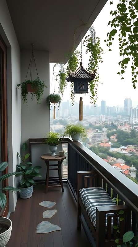城市绿意盎然的小阳台