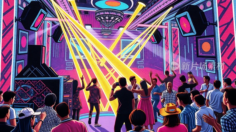 霓虹灯光下的派对狂欢夜