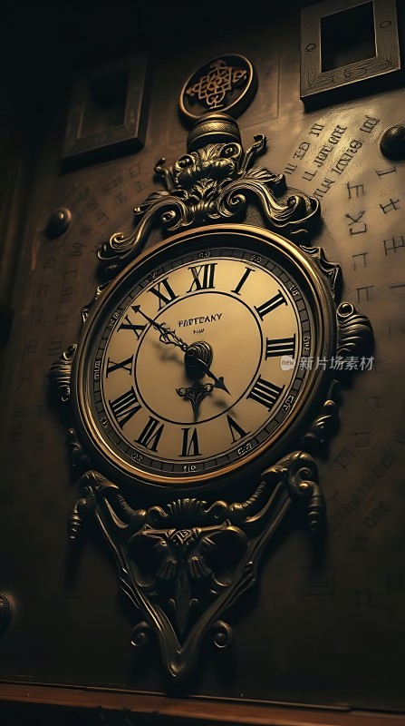 古铜色罗马数字时钟