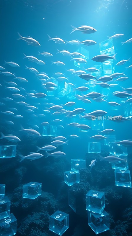 海洋之舞鱼群与冰块共舞