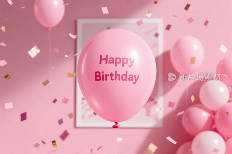 粉色生日气球装饰场景