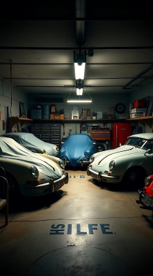 车库里的经典汽车收藏