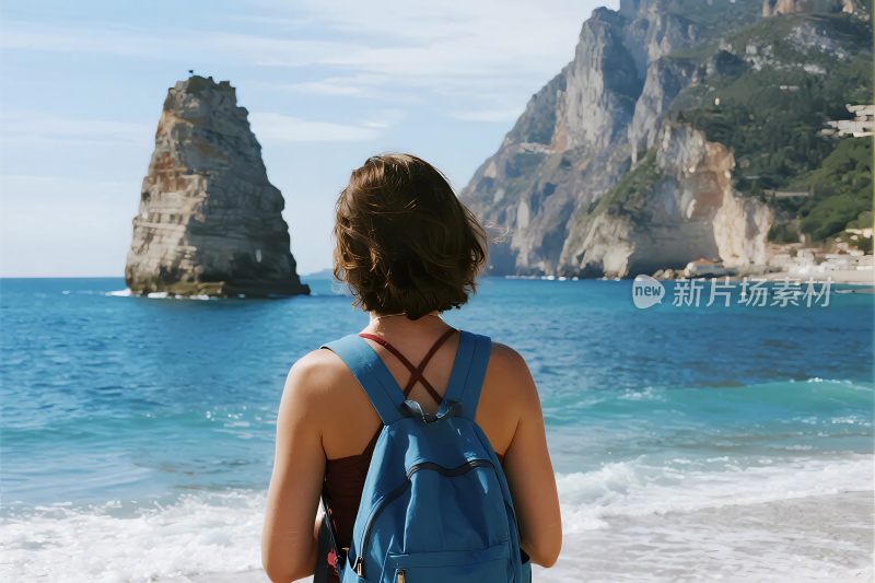 海边背影与自然风景