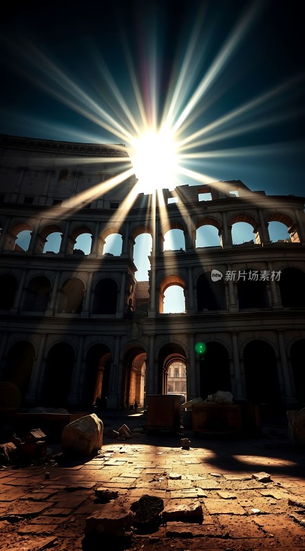 阳光下的古建筑遗迹