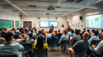 会议室内专家演讲观众认真聆听 会议室内专家演讲观众认真聆听