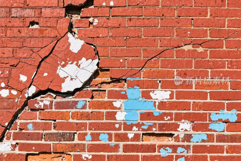红砖墙破损斑驳纹理