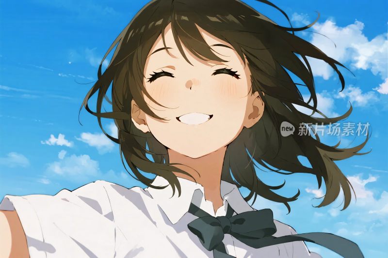 动漫女生蓝天画面